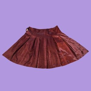 Twelve by Twelve Red Pleated Silk Mini Skirt